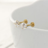 Picture of Stainless Steel Ear Post Stud Earrings Gold Plated Round Clear Rhinestone 11mm x 5mm, Post/ Wire Size: 1.4mm, 1 Piece