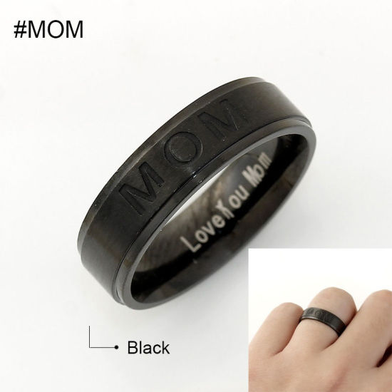 Bild von Edelstahl Uneinstellbar Ring Metallgrau Rund " Mom " 19.1mm（US Größe:9.25), 1 Stück