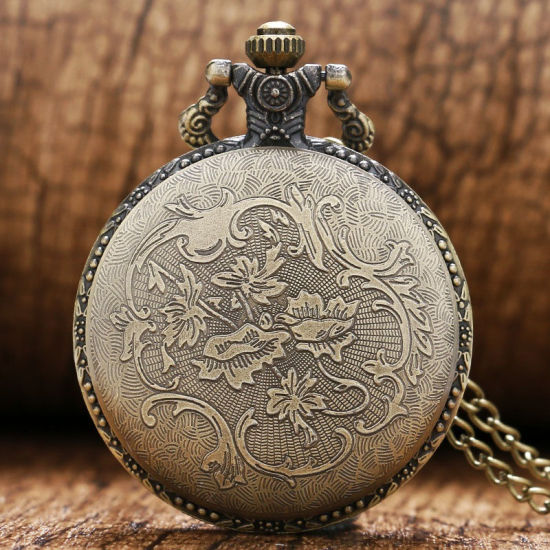 Bild von Taschenuhr Uhr (inkl. Batterie) Retro Rund Silberfarbe Emblem der Kommunistischen Partei Muster 80cm lang, 1 Stück