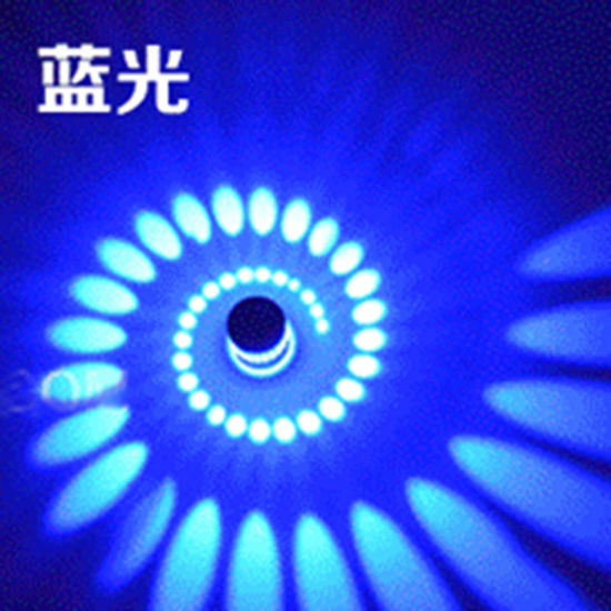 Bild von Aluminium Wohnaccessoires 1W RGB LED Glühbirne Wandleuchte Zylinder Silberfarbe Blau Helix 68mm x 54mm, 1 Stück