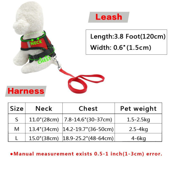 Picture of Pet Vest Chest Strap Traction Rope Leash Harness Red Size M, 1 Set