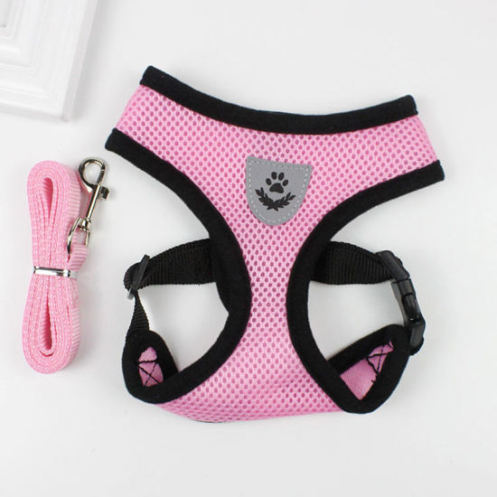 Picture of Pet Vest Chest Strap Traction Rope Leash Harness Pink Size L, 1 Set