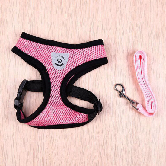 Picture of Pet Vest Chest Strap Traction Rope Leash Harness Pink Size L, 1 Set