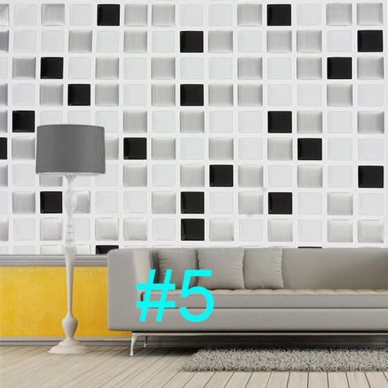 Picture of PVC Home Decor Wall Decal Sticker Wallpaper Square Black & White Square 25.5cm(10") x 25.5cm(10"), 1 Sheet