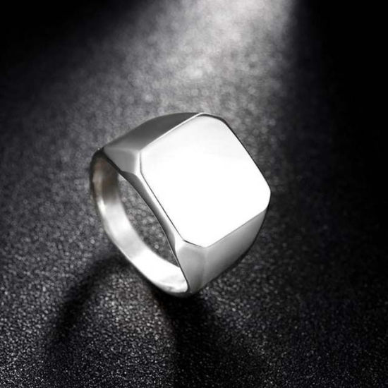 Image de Bagues en Acier Titane Non Ajustable Bleu Carré 18.3mm (Taille d'US: 8.25) , 1 Pièce