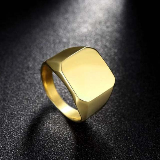 Image de Bagues en Acier Titane Non Ajustable Bleu Carré 18.3mm (Taille d'US: 8.25) , 1 Pièce