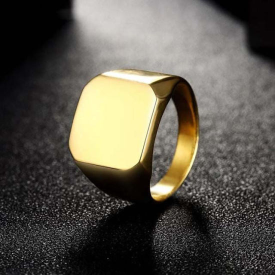 Image de Bagues en Acier Titane Non Ajustable Bleu Carré 18.3mm (Taille d'US: 8.25) , 1 Pièce
