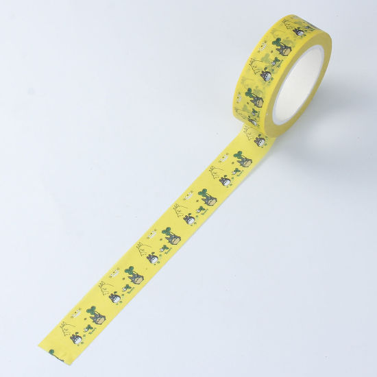 Picture of Paper Adhesive Tape Yellow Cartoon Images 15mm, 1 Piece (Approx 10 M/Roll)