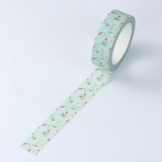 Image de 1 Piece (Approx 10 M/Piece) Paper Adhesive Tape Green Herbs 15mm