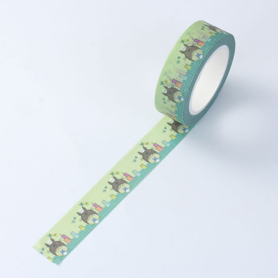 Image de 1 Piece (Approx 10 M/Piece) Paper Adhesive Tape Green Spacecraft 15mm