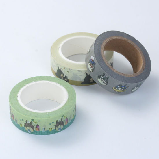 Image de 1 Piece (Approx 10 M/Piece) Paper Adhesive Tape Green Spacecraft 15mm