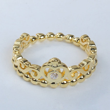 Латунь Нерегулируемый Кольца Позолоченный Корона Прозрачный Горный Хрусталь 16.5мм(Американский Размер 6), 1 ШТ