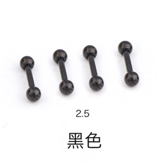 Immagine di Acciaio al titanio Orecchini a Perno Nero Dumbbell 25mm, 6 Pz
