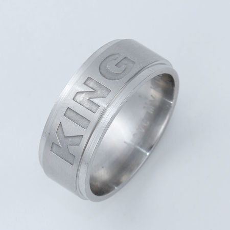 Image de Bagues Non Ajustable en Acier Inoxydable Argent Mat Mots" King " 17.5mm (Taille d'US: 7.25) , 1 Pièce