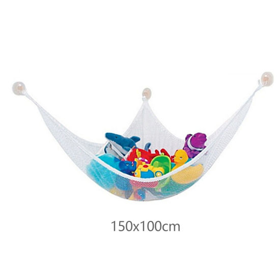 Image de Hamac de Stockage de Jouets en Polyester Blanc Maille Creux 150cm x 100cm, 1 Pièce