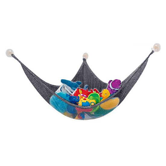 Image de Hamac de Stockage de Jouets en Polyester Noir Maille 150cm x 100cm, 1 Pièce