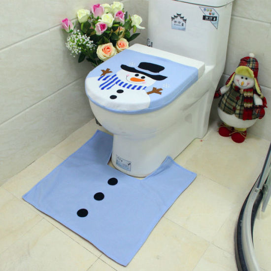 Picture of Nonwovens Toilet Seat Cover Christmas Snowman Black & White 43cmx35.5cm(16 7/8"x14") 57.5cmx55cm(22 5/8"x21 5/8") 38cmx20cm(15"x7 7/8"), 1 Set