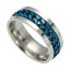 Imagen de Titanio Acero No Ajustable Anillos Tono de Plata Azul 19.9mm (US Size 10), 1 Unidad