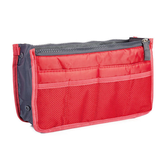 Изображение Polyester Makeup Wash Bag Rectangle Red 29.5cm(11 5/8") x 17.5cm(6 7/8"), 1 Piece