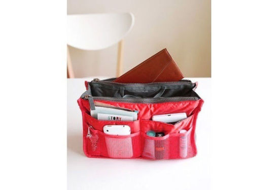 Picture of Polyester Makeup Wash Bag Rectangle Red 29.5cm(11 5/8") x 17.5cm(6 7/8"), 1 Piece