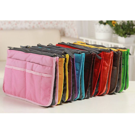 Picture of Polyester Makeup Wash Bag Rectangle Wine Red 29.5cm(11 5/8") x 17.5cm(6 7/8"), 1 Piece