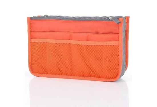 Picture of Polyester Makeup Wash Bag Rectangle Navy Blue 29.5cm(11 5/8") x 17.5cm(6 7/8"), 1 Piece