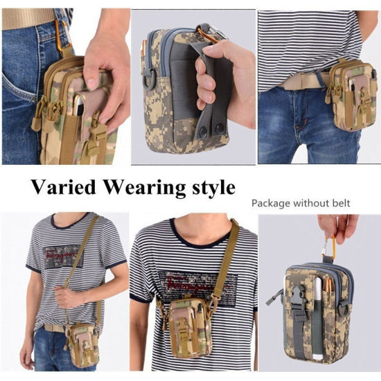 Picture of Gray - Oxford Fabric Camouflage Rectangle Oxford Belt Bag 17.5cm x11.5cm(6 7/8" x4 4/8"), 1 Piece