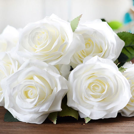 Faux Silk Artificial Flower Rose Flower White 45cm, 1 Piece