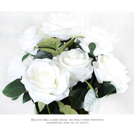 Image de Fleur Artificielle en Faux Soie Rose Blanc 45cm, 1 Pièce