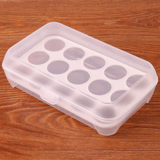 Plastic 15 Grids Egg Holder Storage Box Refrigerator Crisper Rectangle White Transparent 24cm(9 4/8") x 15cm(5 7/8"), 1 Piece の画像