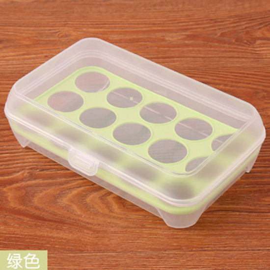 Plastic 15 Grids Egg Holder Storage Box Refrigerator Crisper Rectangle Green Transparent 24cm(9 4/8") x 15cm(5 7/8"), 1 Piece の画像