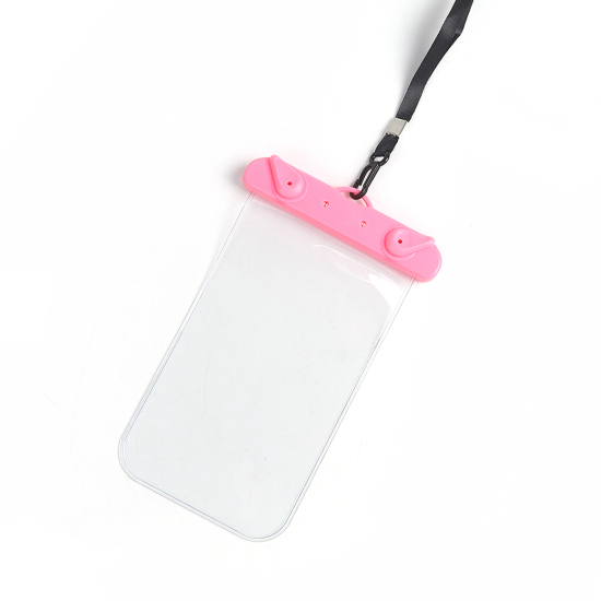 Picture of PVC Waterproof Underwater Phone Pouch Bag Case Pink Rectangle 20.7cm(8 1/8") x 12.5cm(4 7/8"), 1 Piece