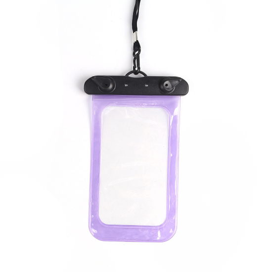 Picture of PVC Waterproof Underwater Phone Pouch Bag Case Purple Rectangle 20.7cm(8 1/8") x 12.5cm(4 7/8"), 1 Piece