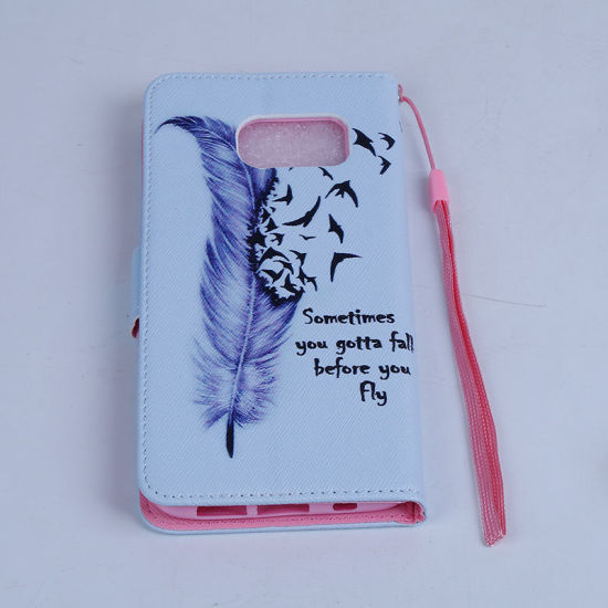 Picture of TPU Phone Cases For Samsung Galaxy S7 Edge Blue Feather 15.7cm x 7.8cm, 1 Piece