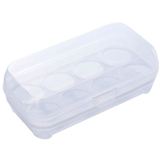 PP 8 Grids Egg Holder Storage Box Refrigerator Crisper Rectangle White Transparent 20cm(7 7/8") x 11cm(4 3/8"), 1 Piece の画像
