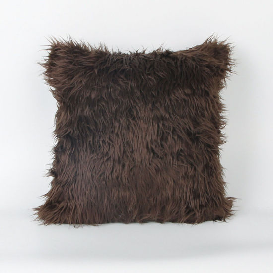 Picture of Plush Faux Fur Pillow Cases Square Dark Gray 45cm(17 6/8") x 45cm(17 6/8") , 1 Piece