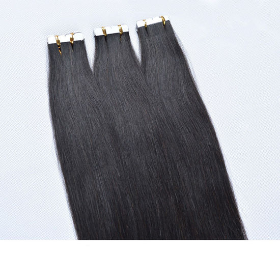 Image de Perruque Vrais Cheveux Humains Extension de Cheveux Raides Noir 60cm, 1 Pièce