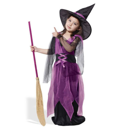 Изображение Органза дети Платье Фиолетовый Хэллоуин Ведьма 1 Комплект