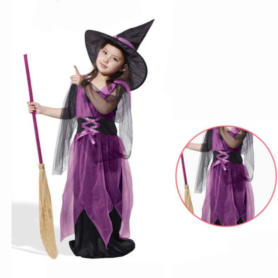 Изображение Органза дети Платье Фиолетовый Хэллоуин Ведьма 1 Комплект