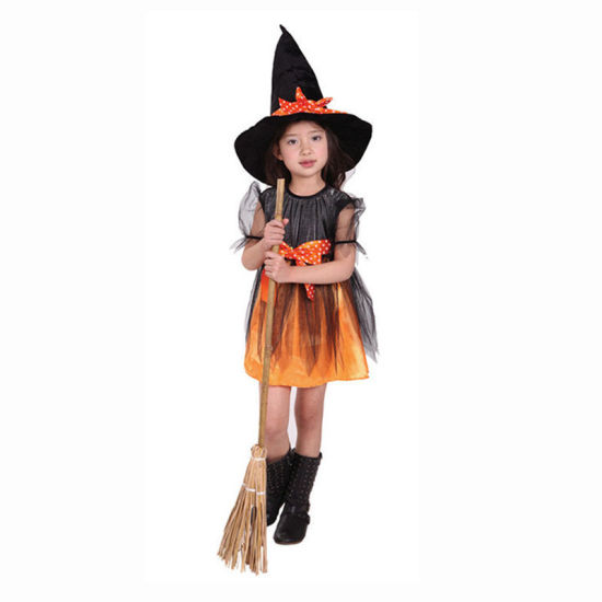Изображение Органза дети Платье Оранжевый Хэллоуин Ведьма 1 Комплект