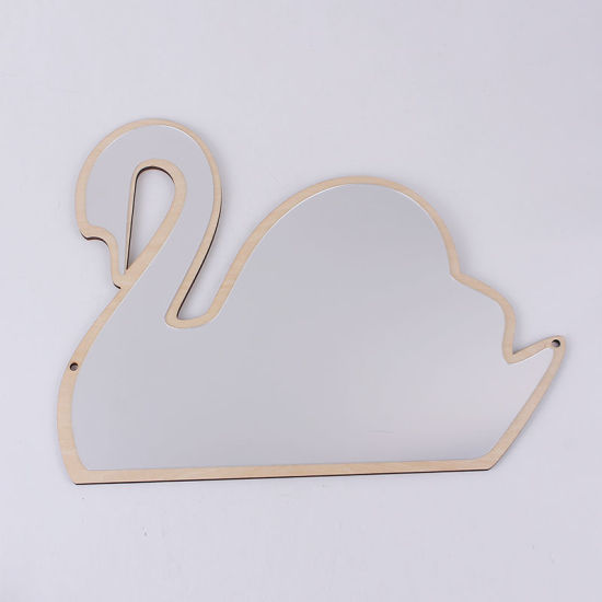 Image de Miroir en Contre-Plaqué Cygne Décoration d'intérieur 37cm x 29cm, 1 Pièce