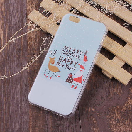 TPU Phone Cases For iPhone 6S Mint Green Christmas Santa Claus 14cm x 6.8cm, 1 Piece