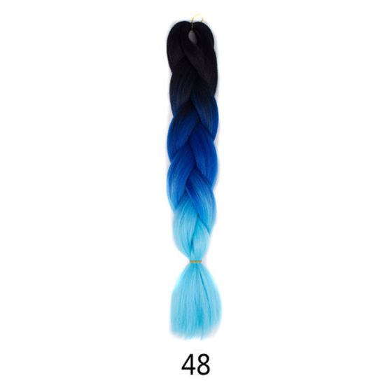 Image de Perruque Dreadlocks Ombre Cheveux Tressés Noir Bleu Changement Graduel, 1 Pièce