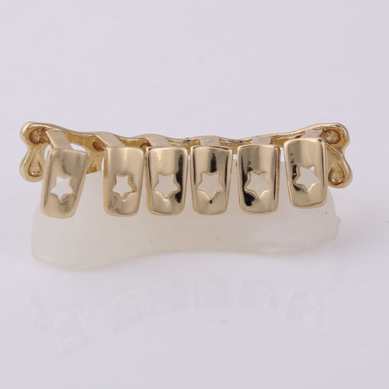 Изображение Copper Party Decorations Bottom Mouth Grills Teeth Party Drop Golden, 1 Piece