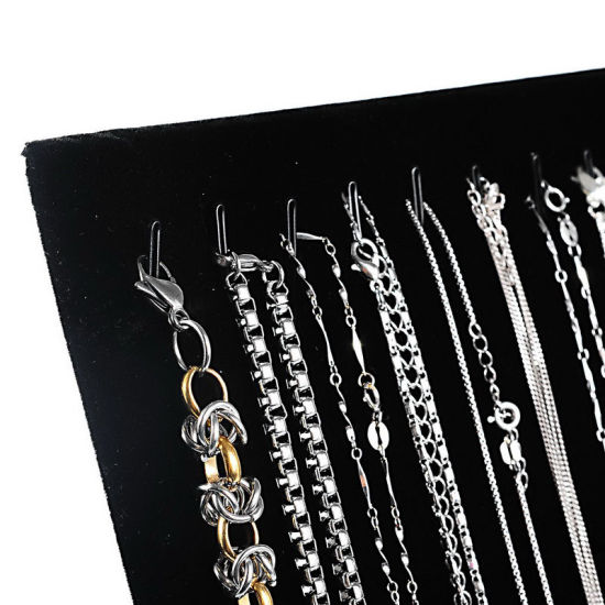 Immagine di Velluto di Cotone Collana Supporto Gioielli Espositore Rettangolo Nero 25.3cm x 20.3cm , 1 Pz