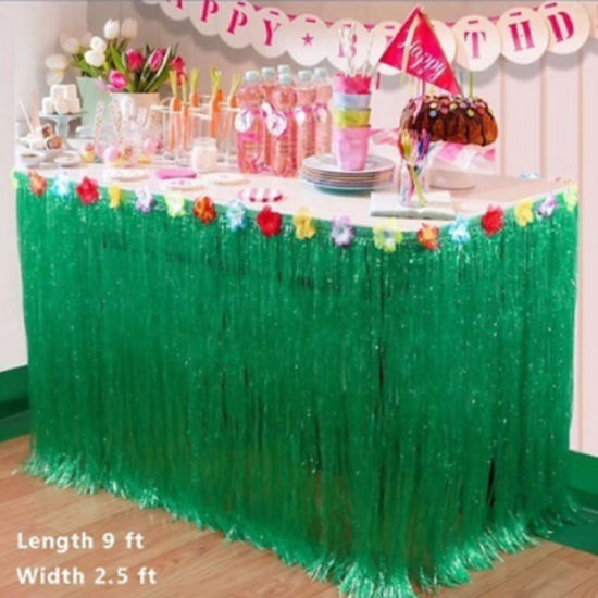 プラスチック テーブル スカート パーティー デコレーション オレンジ 276cm x 75cm、1個 の画像
