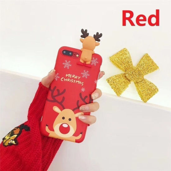 Image de TPU Casques de Téléphone Portable Pour iPhone 7/8plus Rouge Renne de Noël 1 Pièce