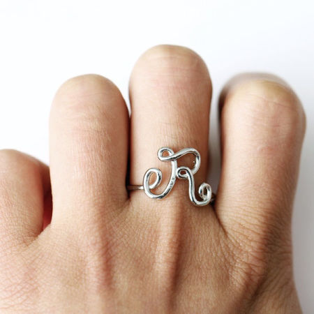 Picture of Exquisite Open Rings Initial Alphabet/ Capital Letter Message 