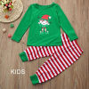 Изображение 1 Set Cotton Polyester Blend Christmas Family Matching Sleepwear Nightwear Pajamas Set Pixie Elf Stripe Green For Kids Children 100cm