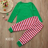 Изображение 1 Set Cotton Polyester Blend Christmas Family Matching Sleepwear Nightwear Pajamas Set Pixie Elf Stripe Green For Kids Children 100cm